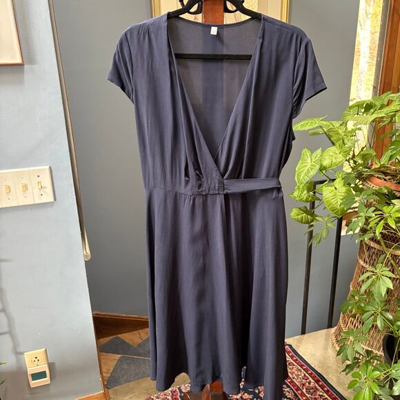 LILYSILK Figure Flattering 100% Silk Wrap Dress in Navy size XL US 14-16 - Picture 5 of 13